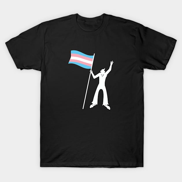 LGBTQ Bigfoot Rock On Progressive Pride Transgender Flag T-Shirt by Sonyi